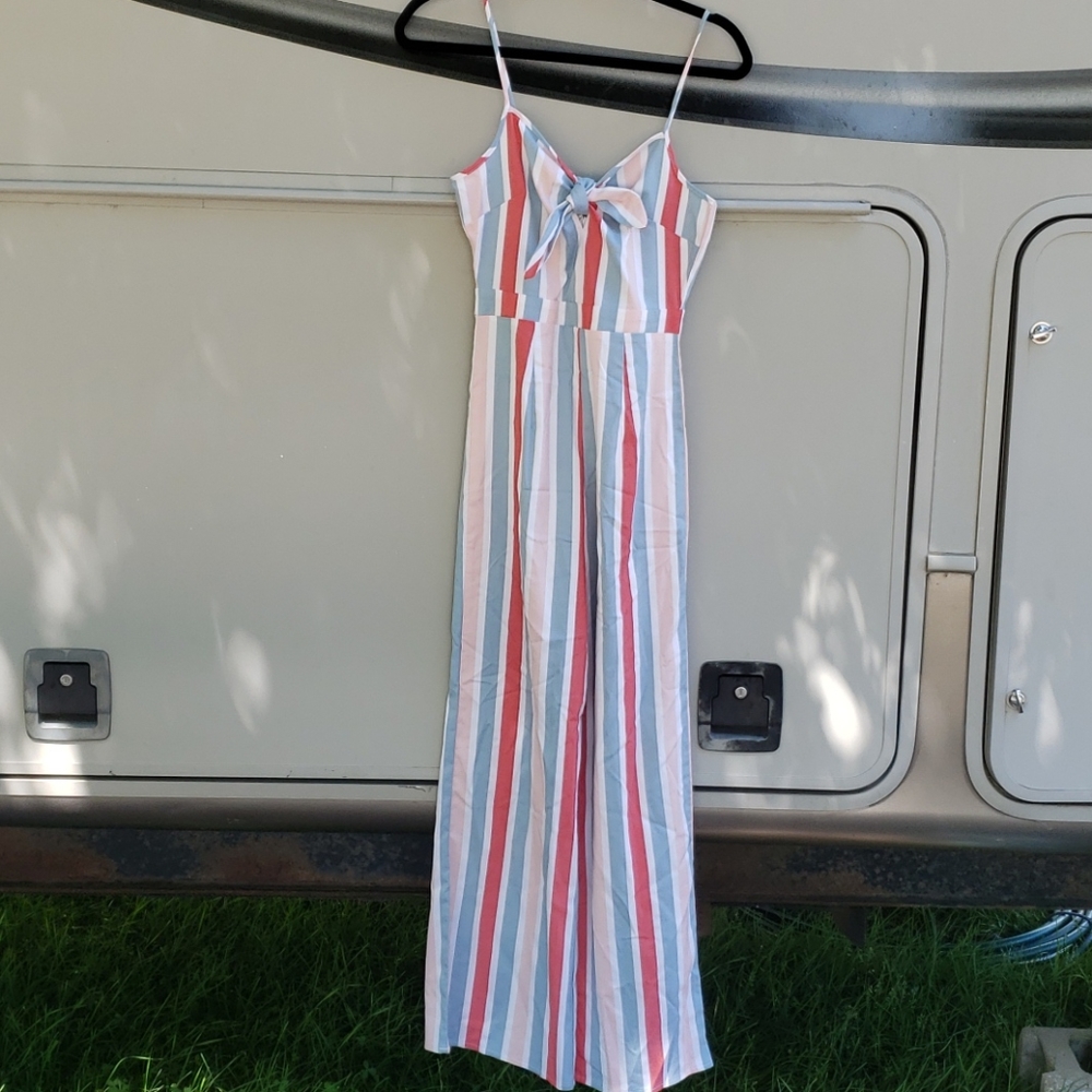 Romeo & Juliet Couture Wide Leg Striped Jumpsuit - Picture 2 of 6
